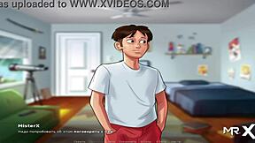 In summertimesaga, this mature babe loves jerking off my cock during the game.