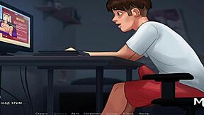 In summertimesaga, this mature babe loves jerking off my cock during the game.