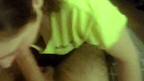 Redhead deepthroats on stomach intensely