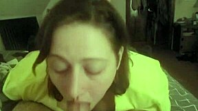 Redhead deepthroats on stomach intensely