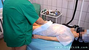 The lustful doctor binds the patient and fucks her on the desk.