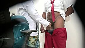 Imagine a woman boldly checking a schoolboy's cock right in a public hospital setting
