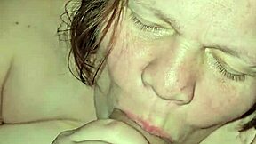 Milf rides foot while sucking huge cock