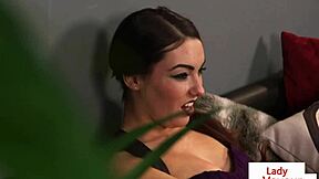 Classy british voyeur in heels. Giving dirty talk jerk off instructions to cfnm sub.