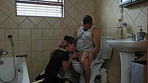 i love being a petite slut sucking cock on the toilet for cumshot