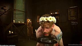 Watch these fat femdoms peg the bound male sub?