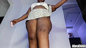 Pov thick thighs ebony hotwife mara exotic teases neighbors with ass shaking and squirting masturbation