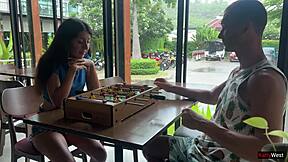 Lost Game Leads To Outdoor Cumwalk With Tight Pussy And Blowjob