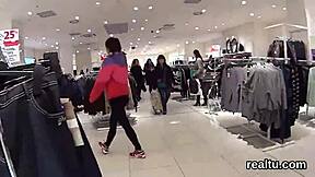 Czech Sweetie Undresses and Blows in Shop