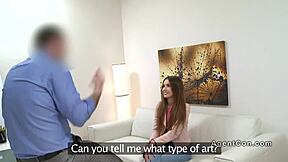 Small Tits Brunette Masturbates In Office