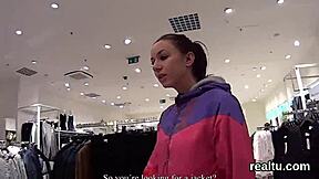 Czech Sweetie Undresses and Blows in Shop