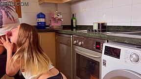 Wife's friend fucks me in the kitchen while we try to be quiet?