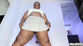 Pov thick thighs ebony hotwife mara exotic teases neighbors with ass shaking and squirting masturbation