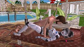 Robot sexbot girl gets anal fucked in machinery position