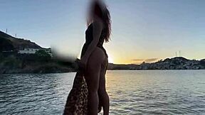showing pussy on beach without panties during massage