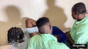 Two Dicks Fuck Ebony Student Pussy Until Squirting!