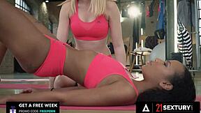 i watch romy and freya explore lesbian pleasure in yoga class