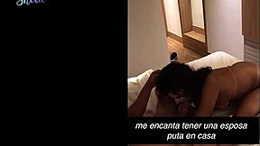 old cuckold watches intense cumshot on naughty cop's cock from his view