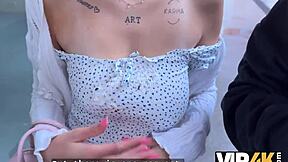 young beauty cheats on boyfriend in front of him