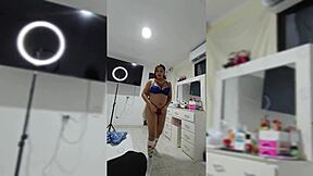 She tries on underwear for close-up missionary fucking with curvy colombian big tits