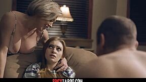 Horny Teen Fucks Step-Family in Taboo 4some