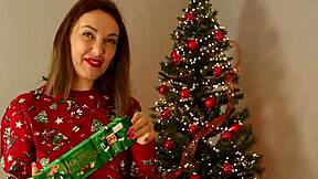 my hot stepmom getting fucked under the christmas tree, creampie inside.