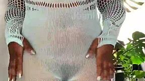 Creamy pussy play in light blue lingerie! Joanfantasy toys dildo masturbation solo