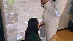 My wife squeezes my cock right when I get home from work