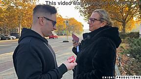 german milf with giant tits helps dumb lost american