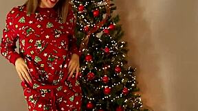my hot stepmom getting fucked under the christmas tree, creampie inside.