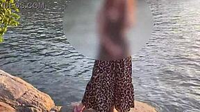 showing pussy on beach without panties during massage