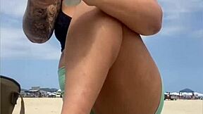 Novinho Wants Friend To Fuck Me Together On Beach Swollen Pussy