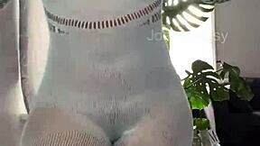Creamy pussy play in light blue lingerie! Joanfantasy toys dildo masturbation solo