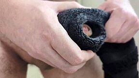 This Towel Feels So Real Massive Cumshot In Bathroom Solo