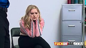 horny blonde thief sneaks into the shop, gets caught by the petite babe in a full movie storyline.