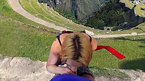 Slut gets dick sucked atop Machu Picchu in VR experience