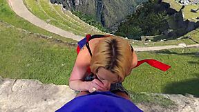 Slut gets dick sucked atop Machu Picchu in VR experience