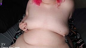 Bbw enjoys nipple pump play time