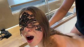 Kitchen Masturbation Turns Rough Sex with Pussy Creampie