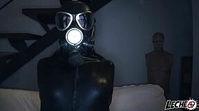 leche69 - pamela sanchez follando con suco�o peludo vestida de cuero y con m�scara