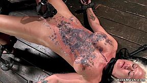 Bound Blonde Gagged and Deepthroated in BDSM Toying!