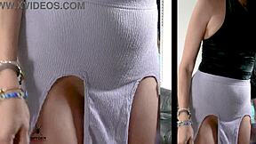 jazmin in a horrible skirt or awesome bodysuit? naked dancing for neighbors