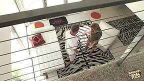 the relationship argument leads to the cheating blonde having an anal shower threesome with dp