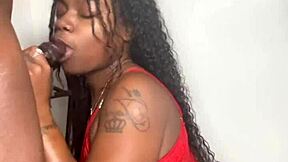 Stepbrother, let me suck your big black cock, says evil eater Keisha Minaj before cumshot.