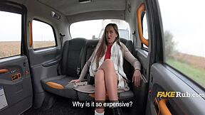 British girl fucks in taxi backseat for payment 😏