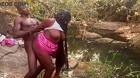 Village Girl Bent Over and Fucked in Stream