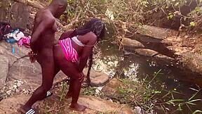 Village Girl Bent Over and Fucked in Stream