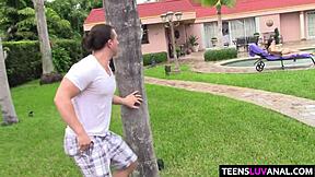 Outside Anal Fun With Kimber Woods Stretching Petite 18+ Asshole