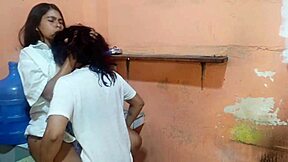 We have explosive lesbian sex in front of the painter! Big pussy and ass gaping to orgasm with natural tits.