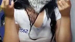 young girl shows panties on cam for voyeur